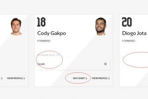 ❤️利物浦官网仍保留若塔资料，仅有简介没有数据和球衣购买选项